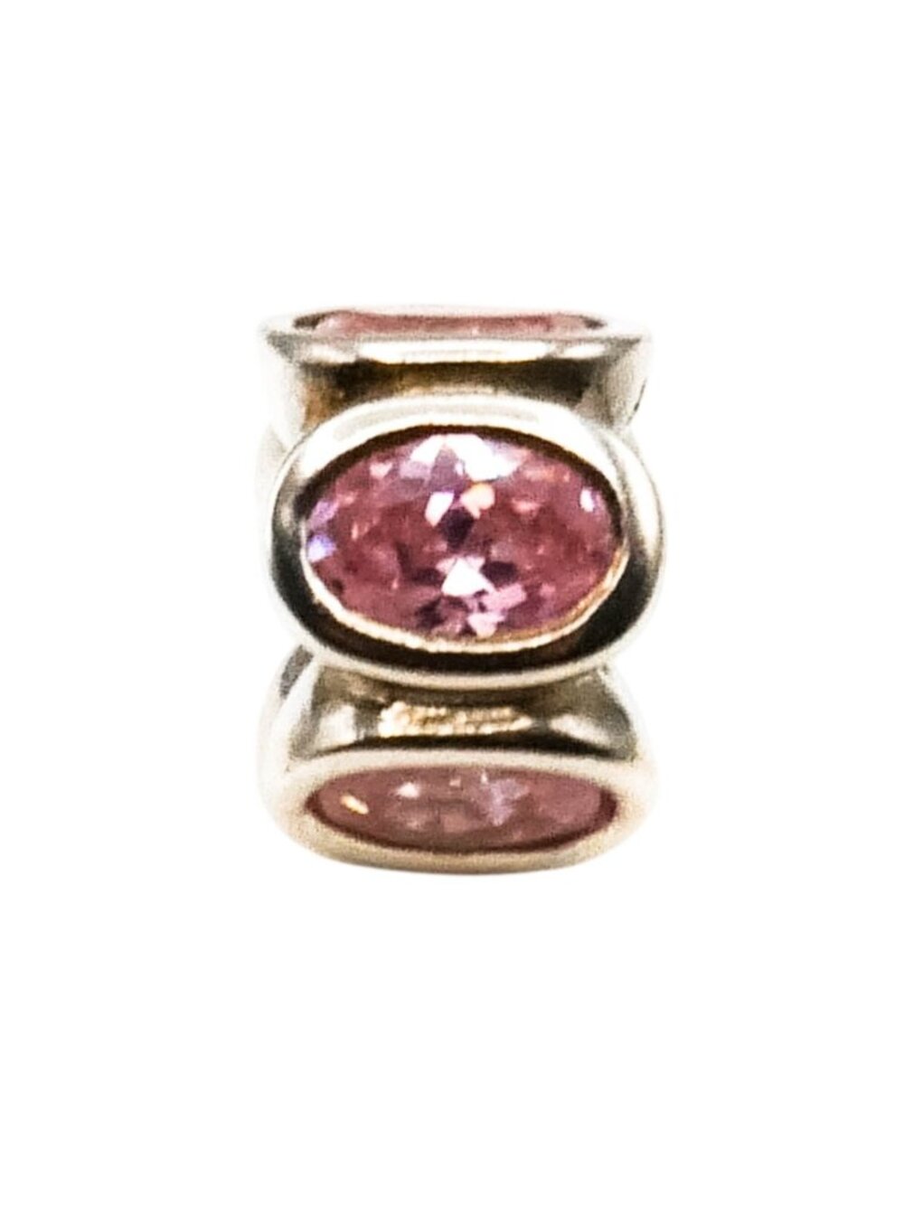 Pandora Pink Oval Lights Charm Sterling Silver Pink Zirconia Bead Retired